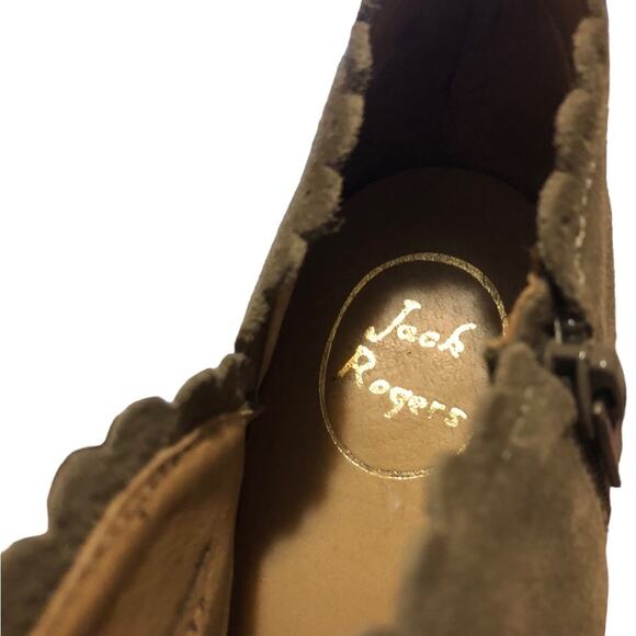 Jack Rogers Marianne Suede Scalloped Trim Ankle Boots Size 9 - Picture 2 of 9